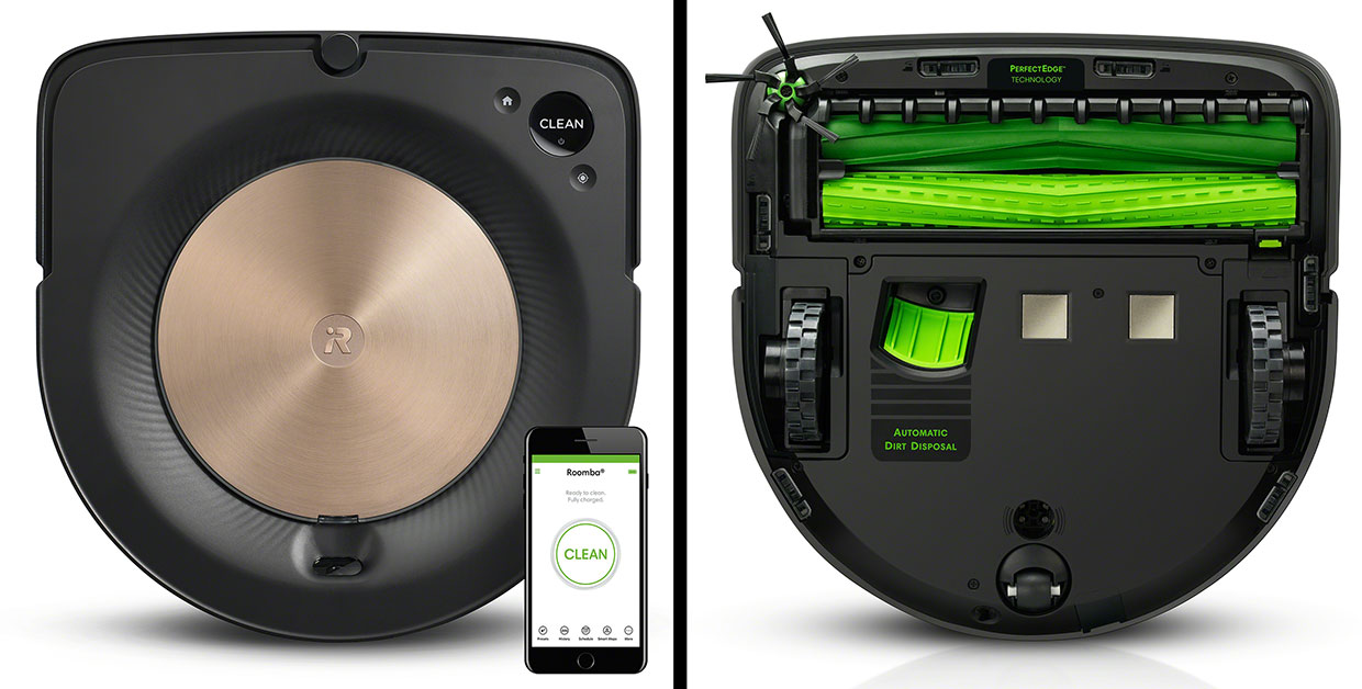 The Roomba s9 front and back